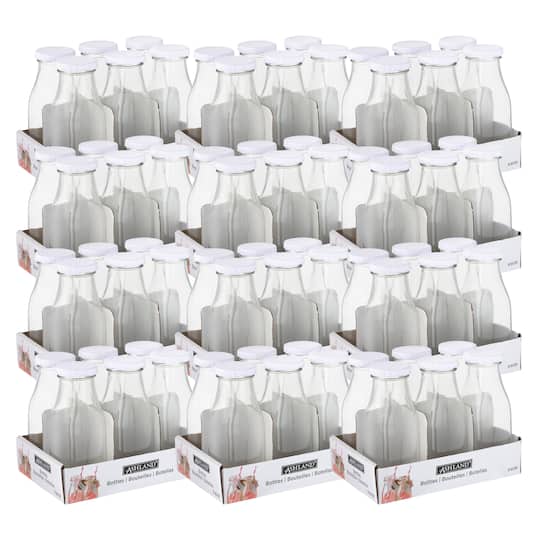 12 Packs: 6 ct. (72 total) 8oz. Glass Milk Bottles with Lids by Ashland&#xAE;